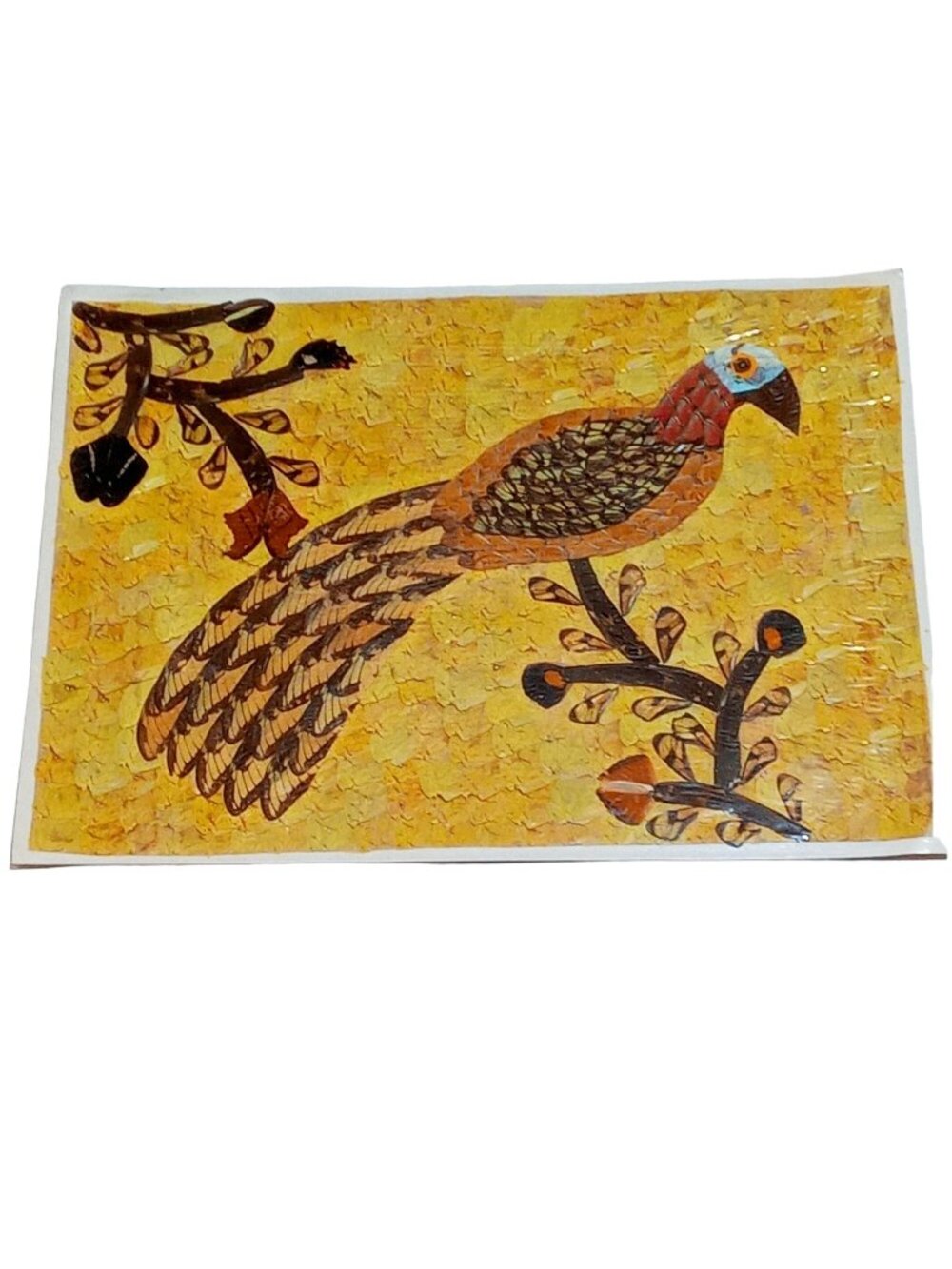 Peacock Partridge Butterfly Wing Folk Art Bird Vintage Collage Mosaic Taxidermy